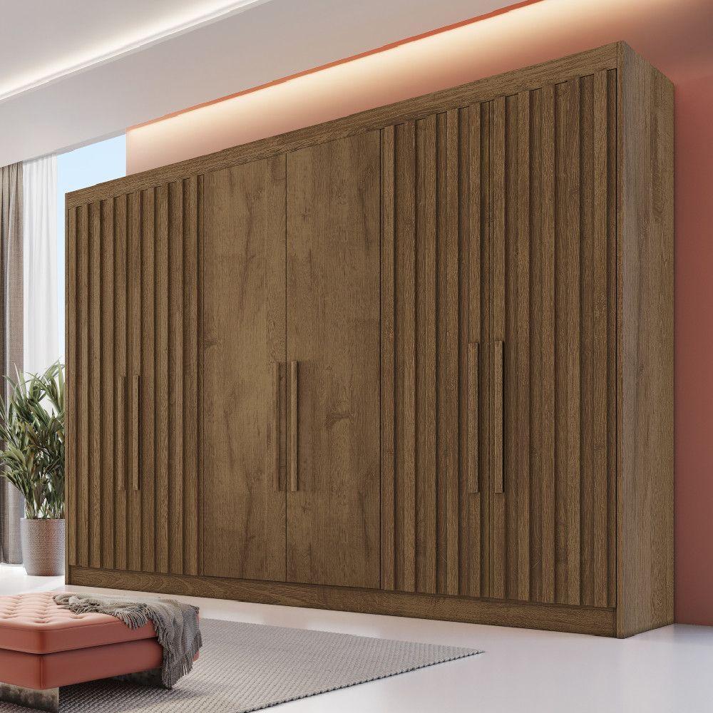 Guarda Roupa 6 Portas Potente 4 Ripado 100% Mdf Braúna - 2