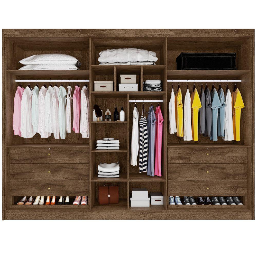 Guarda Roupa 6 Portas Potente 4 Ripado 100% Mdf Braúna - 4