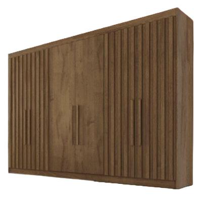 Guarda Roupa 6 Portas Potente 4 Ripado 100% Mdf Braúna