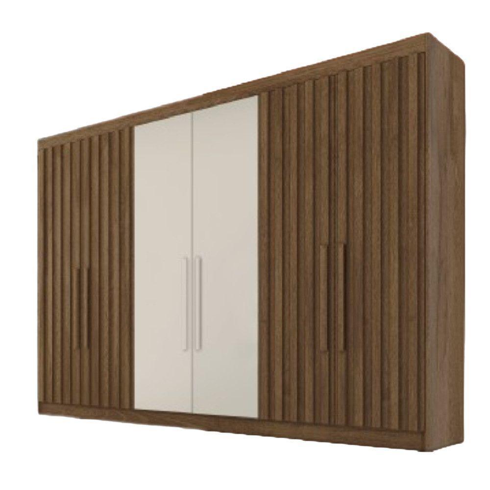 Guarda Roupa 6 Portas Potente 4 Ripado 100% Mdf Brauna/off White - 1