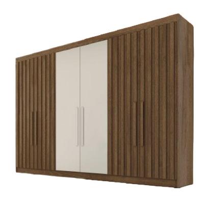 Guarda Roupa 6 Portas Potente 4 Ripado 100% Mdf Brauna/off White