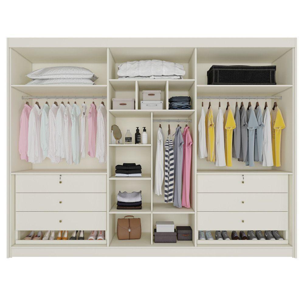 Guarda Roupa 6 Portas Potente 4 Ripado 100% Mdf Off White/peroba - 4