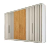 Guarda Roupa 6 Portas Potente 4 Ripado 100% Mdf Off White/peroba - 1