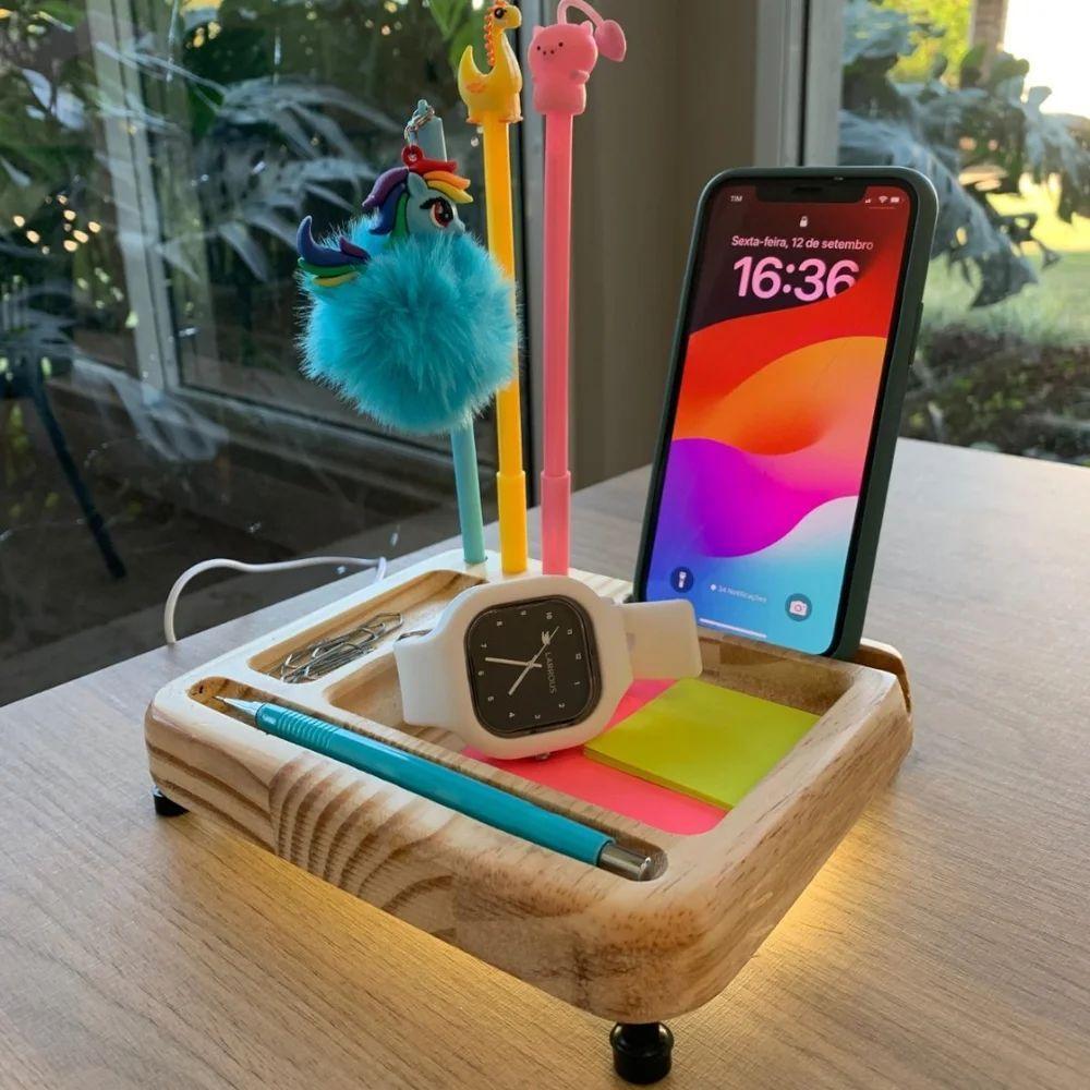 Organizador De Mesa Com Iluminação Led - Praticidade E Estilo Para Seu Espaço De Trabalho - 2