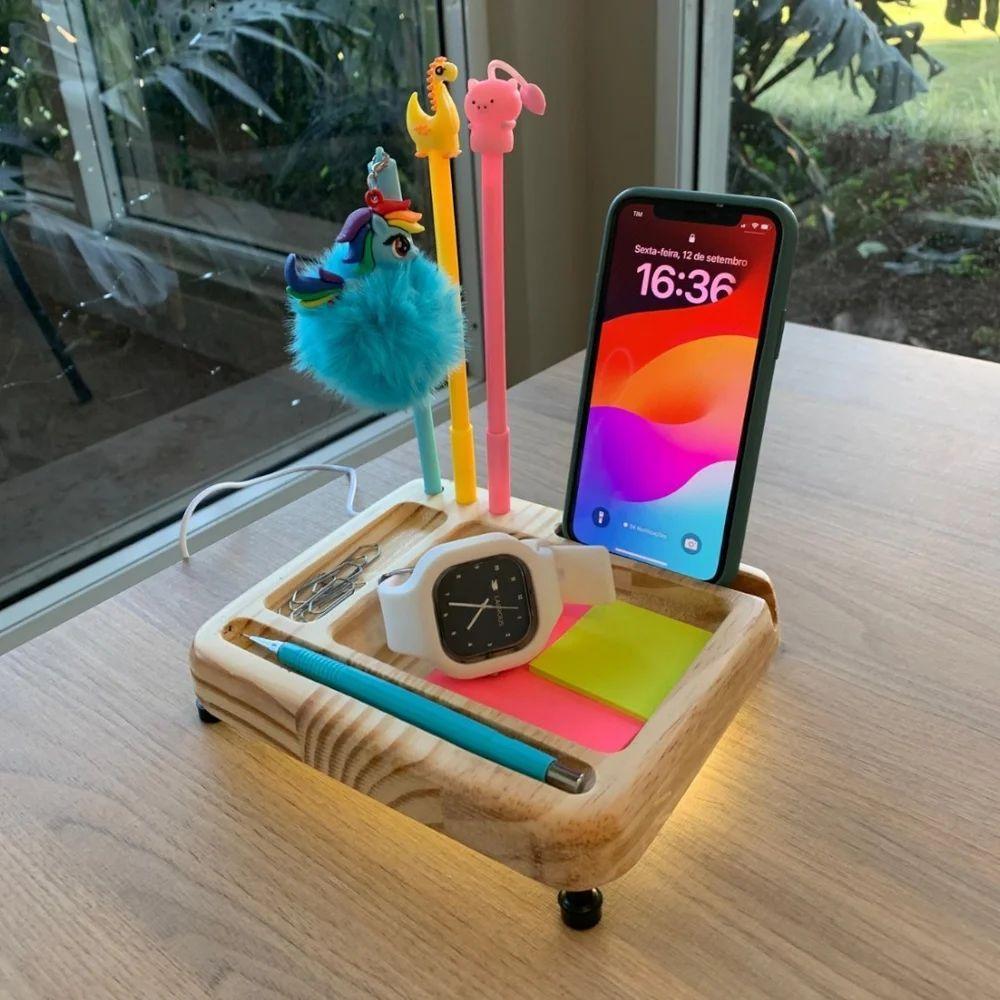 Organizador De Mesa Com Iluminação Led - Praticidade E Estilo Para Seu Espaço De Trabalho - 3