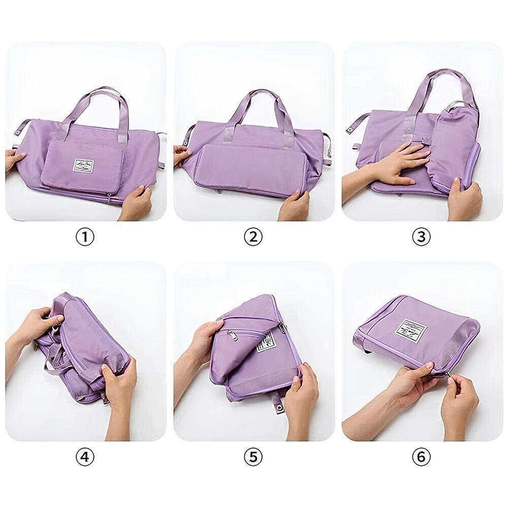 Mochila Viagem Dobrável Impermeável Lilás - Praticidade E Estilo Para Suas Aventuras! - 5