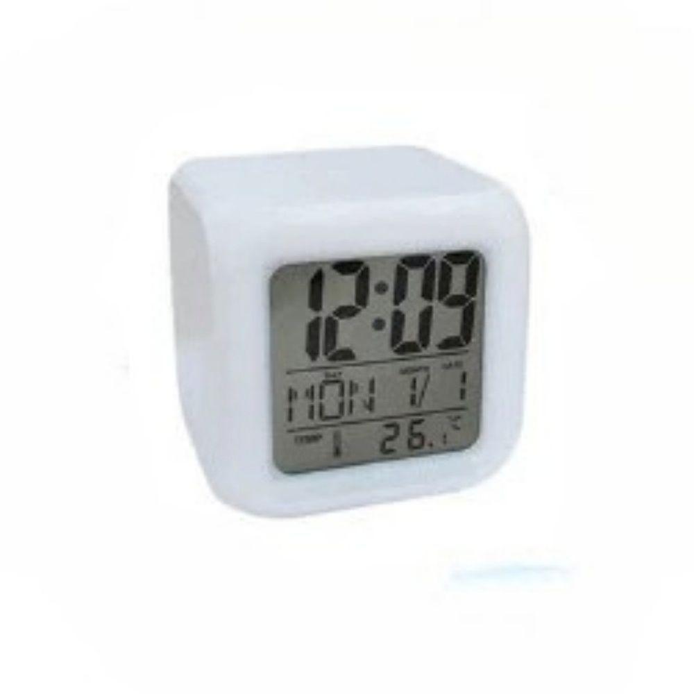 Mini Relógio Despertador Digital Branco - 1