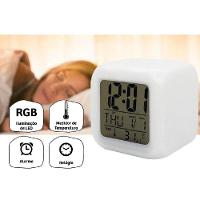 Mini Relógio Despertador Digital Branco - 2