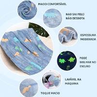 Manta Brilha No Escuro Cobertinha Macia Infantil Estrela Ceu Flurorescente Dinossauro Astronauta Meninos - 8