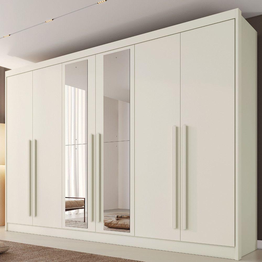 Guarda Roupas 6 Portas Alba Plus Com Espelho 100% Mdf Off White - 2