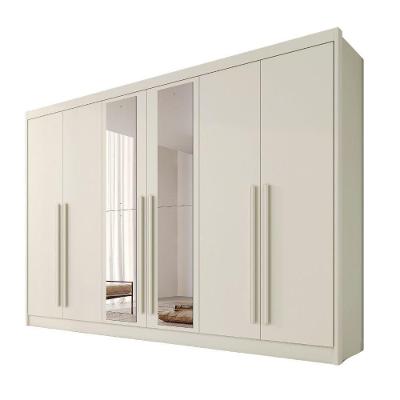 Guarda Roupas 6 Portas Alba Plus Com Espelho 100% Mdf Off White