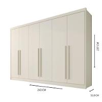 Guarda Roupas 6 Portas Alba Plus Com Espelho 100% Mdf Off White - 3