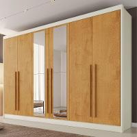 Guarda Roupas 6 Portas Alba Plus Com Espelho 100% Mdf Off White-peroba - 2