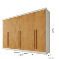 Guarda Roupas 6 Portas Alba Plus Com Espelho 100% Mdf Off White-peroba - 3