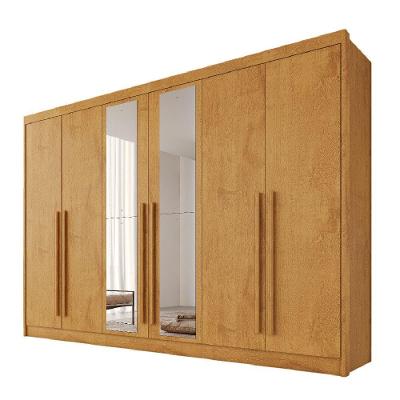 Guarda Roupas 6 Portas Alba Plus Com Espelho 100% Mdf Peroba