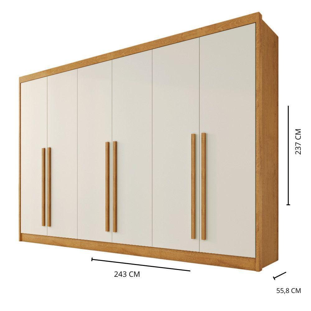 Guarda Roupas 6 Portas Alba Plus 100% Mdf Mademarcs Peroba-off White - 3