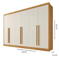 Guarda Roupas 6 Portas Alba Plus 100% Mdf Mademarcs Peroba-off White - 3