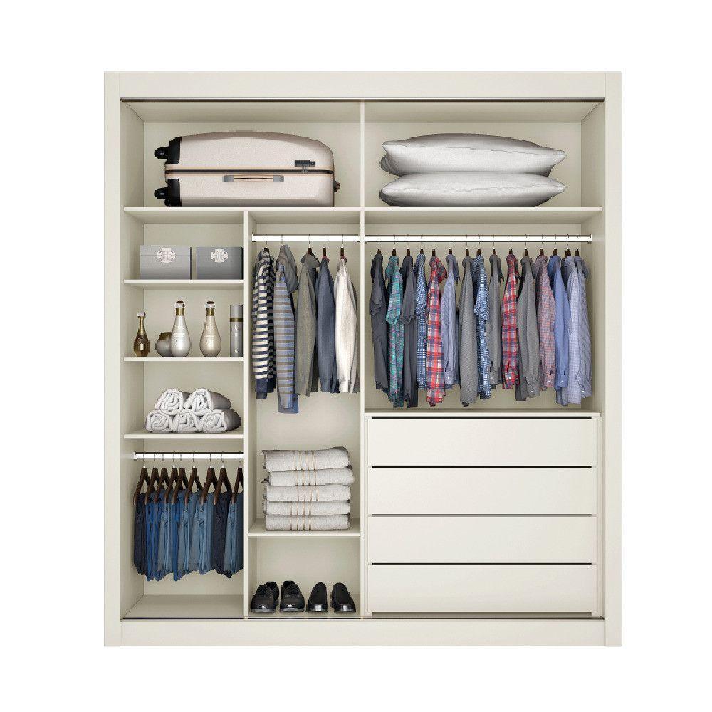 Guarda Roupa Zurique Solteiro 2 Portas 4 Gavetas 100% Mdf Off White/off White - 5