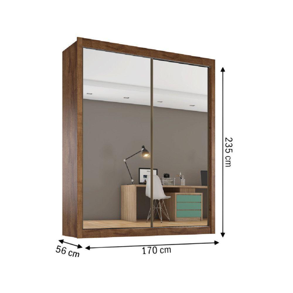 Guarda Roupa Zurique 2 Portas Espelhadas 100% Mdf Brauna/off White - 3