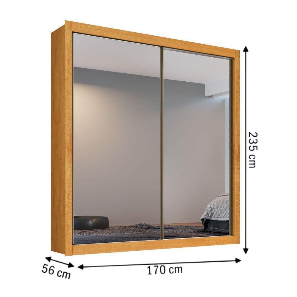 Guarda Roupa Zurique 2 Portas Espelhadas 100% Mdf Peroba/off White - 3