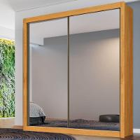 Guarda Roupa Zurique 2 Portas Espelhadas 100% Mdf Peroba/off White - 2