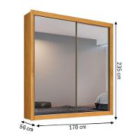 Guarda Roupa Zurique 2 Portas Espelhadas 100% Mdf Peroba/off White - 3