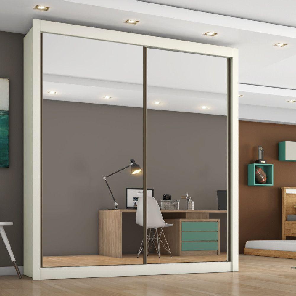 Guarda Roupa Zurique 2 Portas Espelhadas 100% Mdf Bege - 2