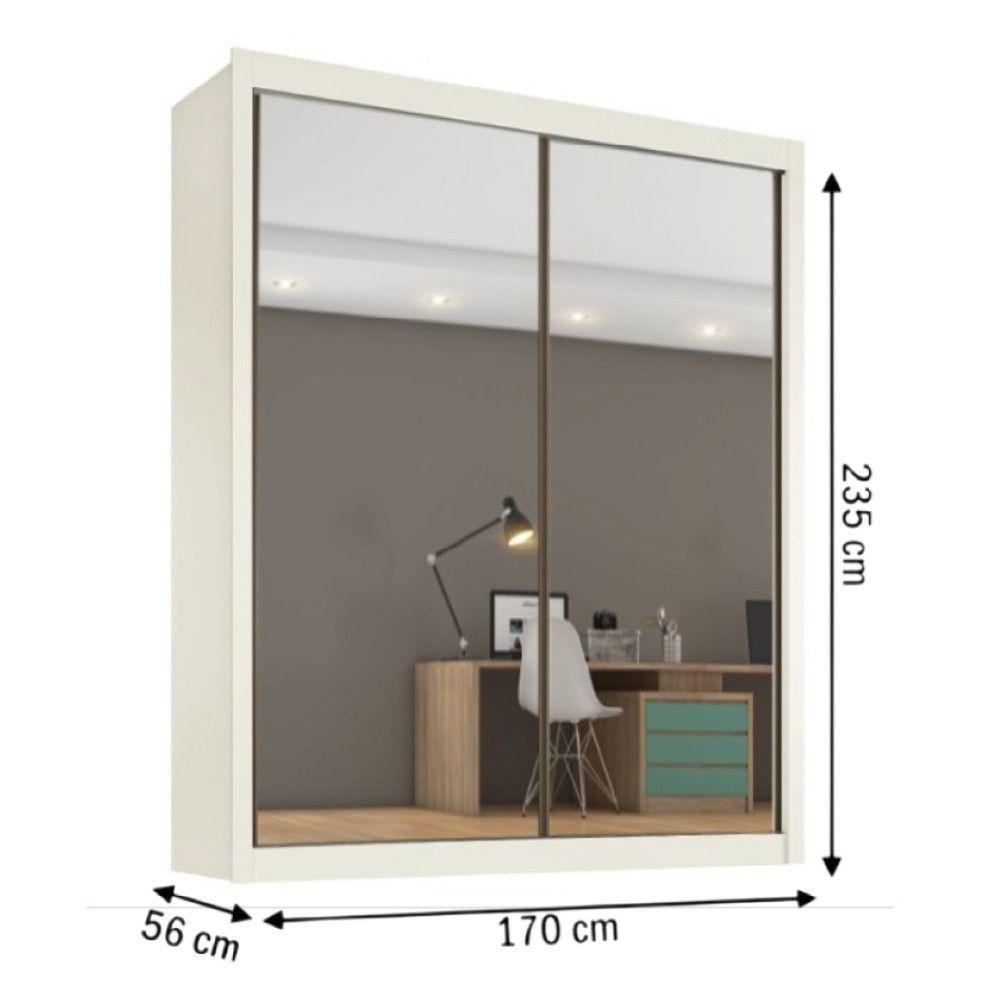 Guarda Roupa Zurique 2 Portas Espelhadas 100% Mdf Bege - 3