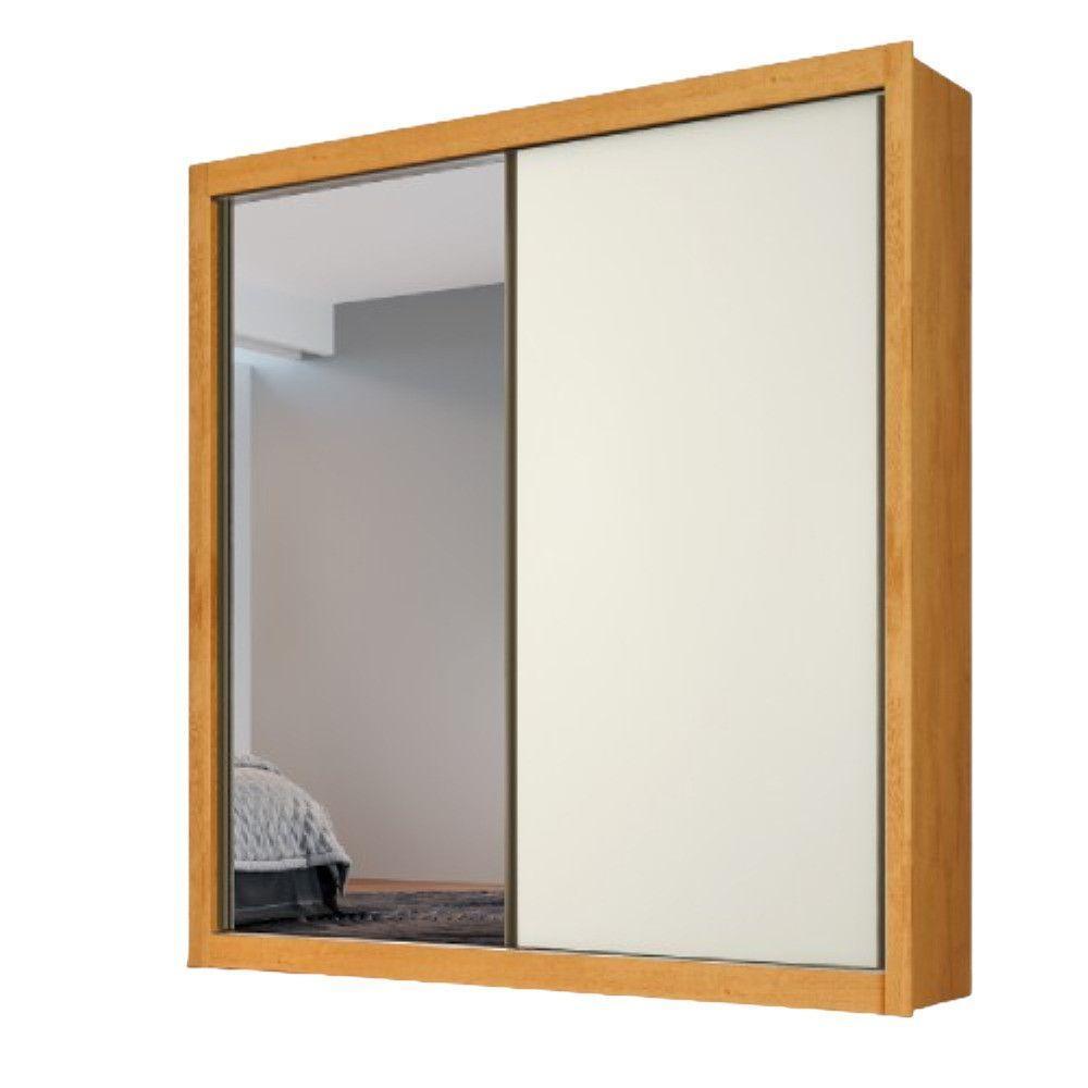 Guarda Roupa Zurique 1 Porta Espelhada 100% Mdf Peroba/off White/peroba - 1