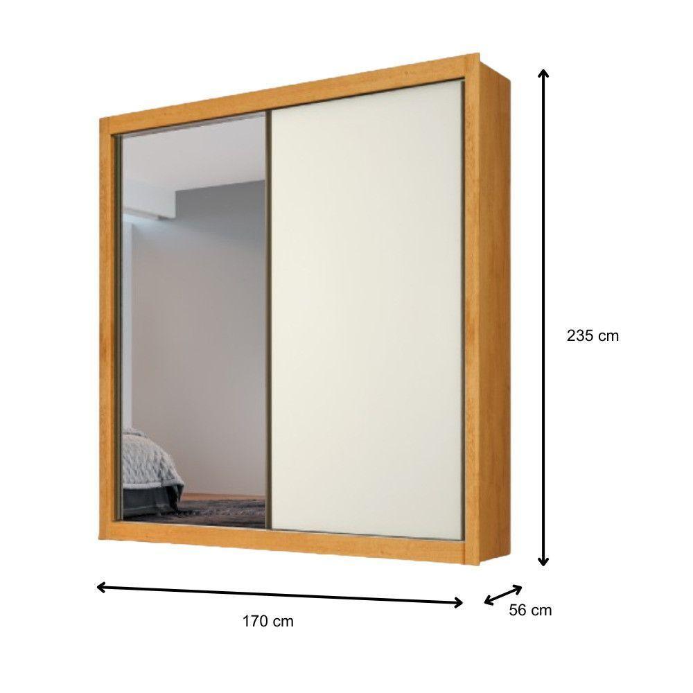 Guarda Roupa Zurique 1 Porta Espelhada 100% Mdf Peroba/off White/peroba - 4