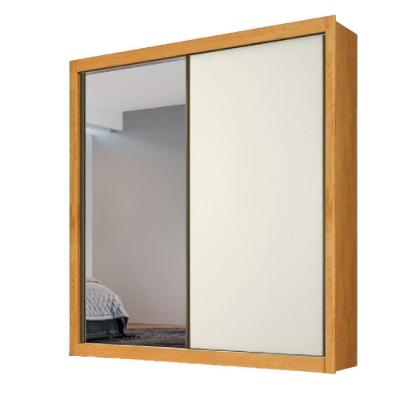 Guarda Roupa Zurique 1 Porta Espelhada 100% Mdf Peroba/off White/peroba