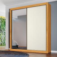 Guarda Roupa Zurique 1 Porta Espelhada 100% Mdf Peroba/off White/peroba - 2