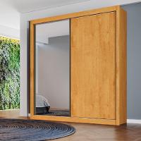 Guarda Roupa Zurique 1 Porta Espelhada 100% Mdf Peroba/off White/peroba - 3