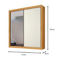 Guarda Roupa Zurique 1 Porta Espelhada 100% Mdf Peroba/off White/peroba