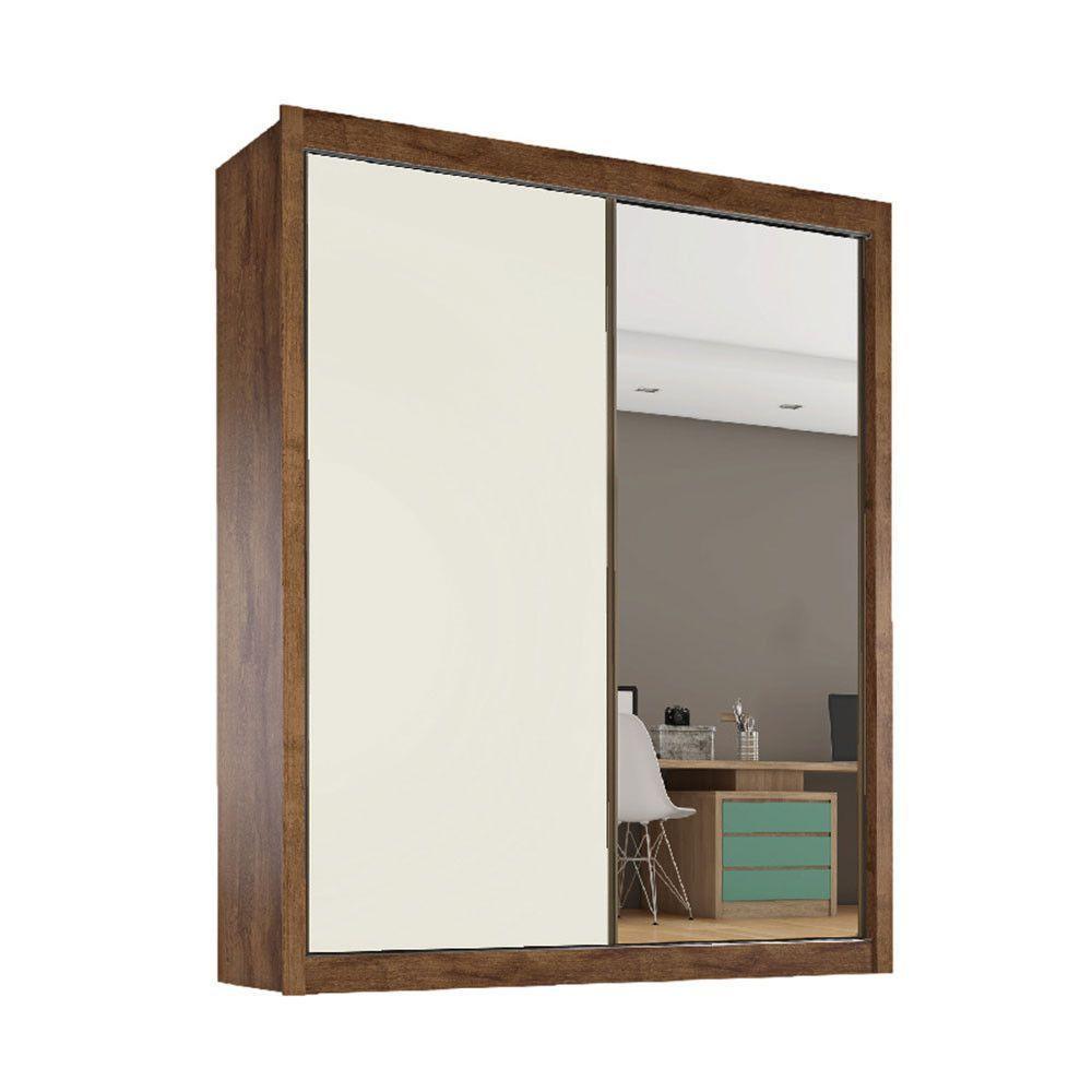 Guarda Roupa Zurique 1 Porta Espelhada 100% Mdf Brauna/off White/brauna - 1