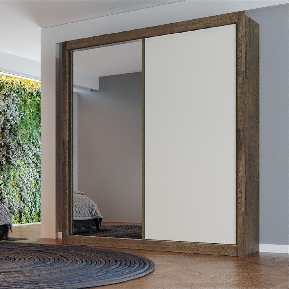 Guarda Roupa Zurique 1 Porta Espelhada 100% Mdf Brauna/off White/brauna - 3