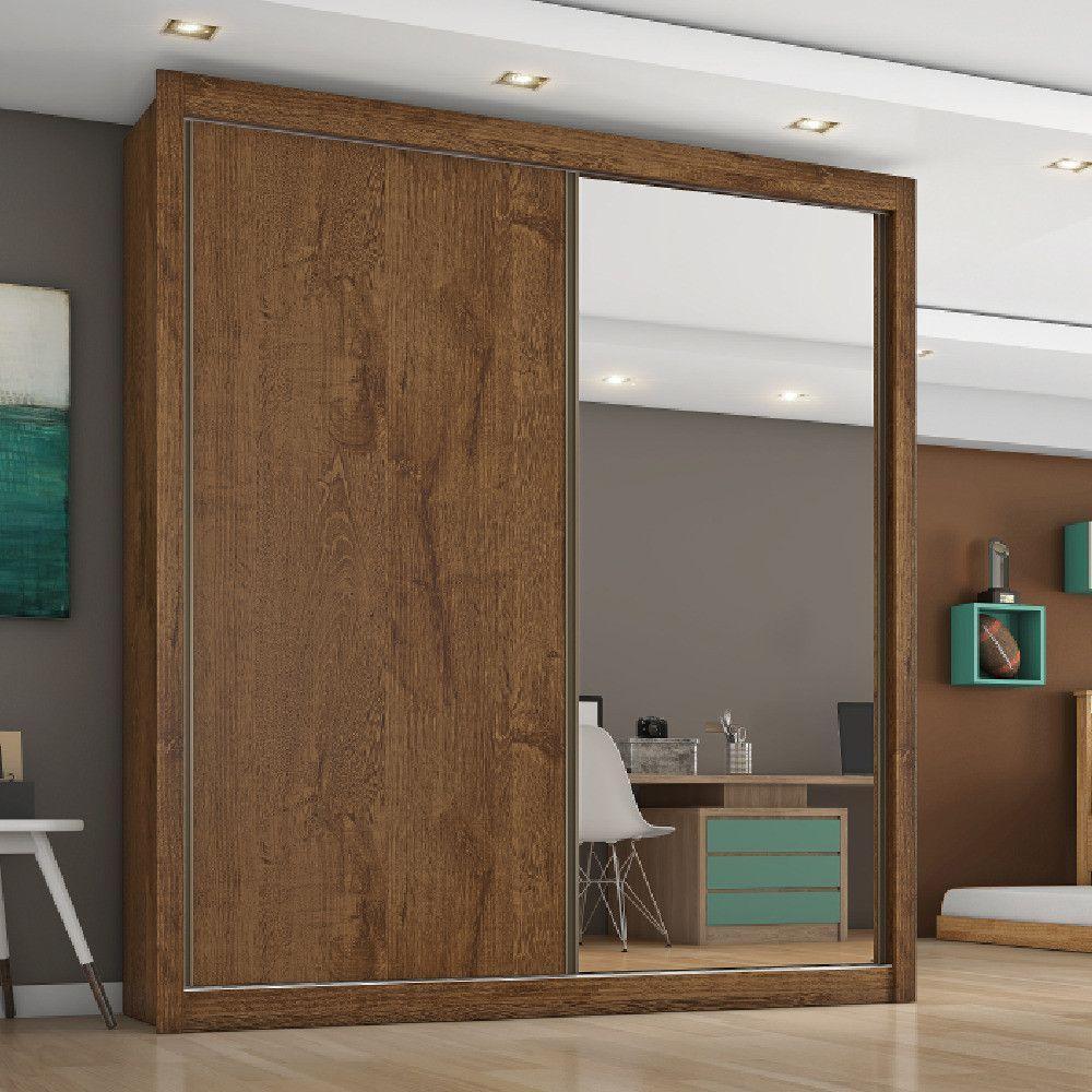 Guarda Roupa Zurique 1 Porta Espelhada 100% Mdf Brauna/off White/brauna - 4