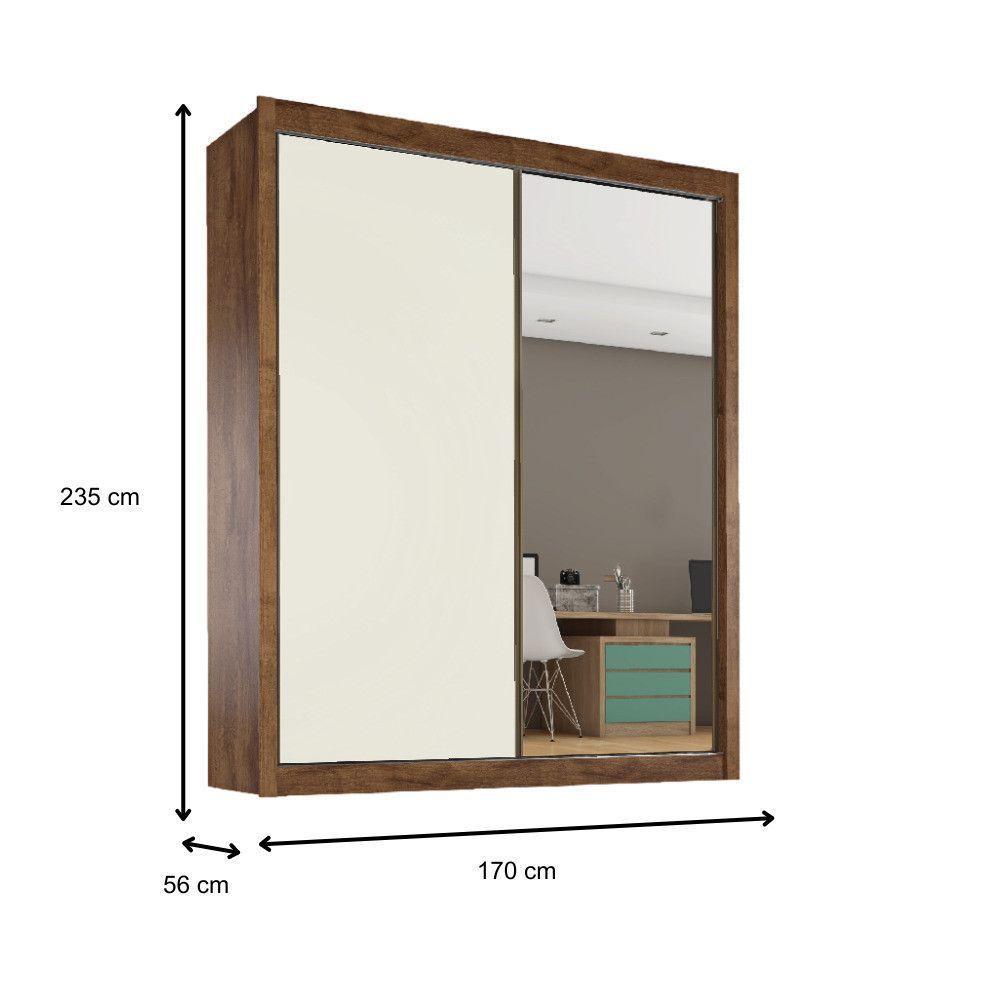 Guarda Roupa Zurique 1 Porta Espelhada 100% Mdf Brauna/off White/brauna - 5