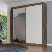 Guarda Roupa Zurique 1 Porta Espelhada 100% Mdf Brauna/off White/brauna - 3