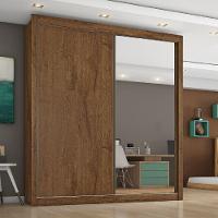 Guarda Roupa Zurique 1 Porta Espelhada 100% Mdf Brauna/off White/brauna