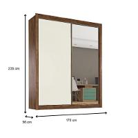 Guarda Roupa Zurique 1 Porta Espelhada 100% Mdf Brauna/off White/brauna - 5