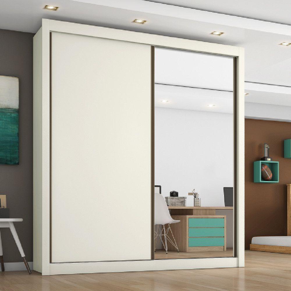 Guarda Roupa Zurique 1 Porta Espelhada 100% Mdf Off White/off White - 2