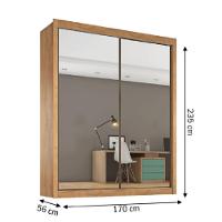 Guarda Roupa Zurique 2 Portas Espelhadas 100% Mdf Amêndoa/off White - 3