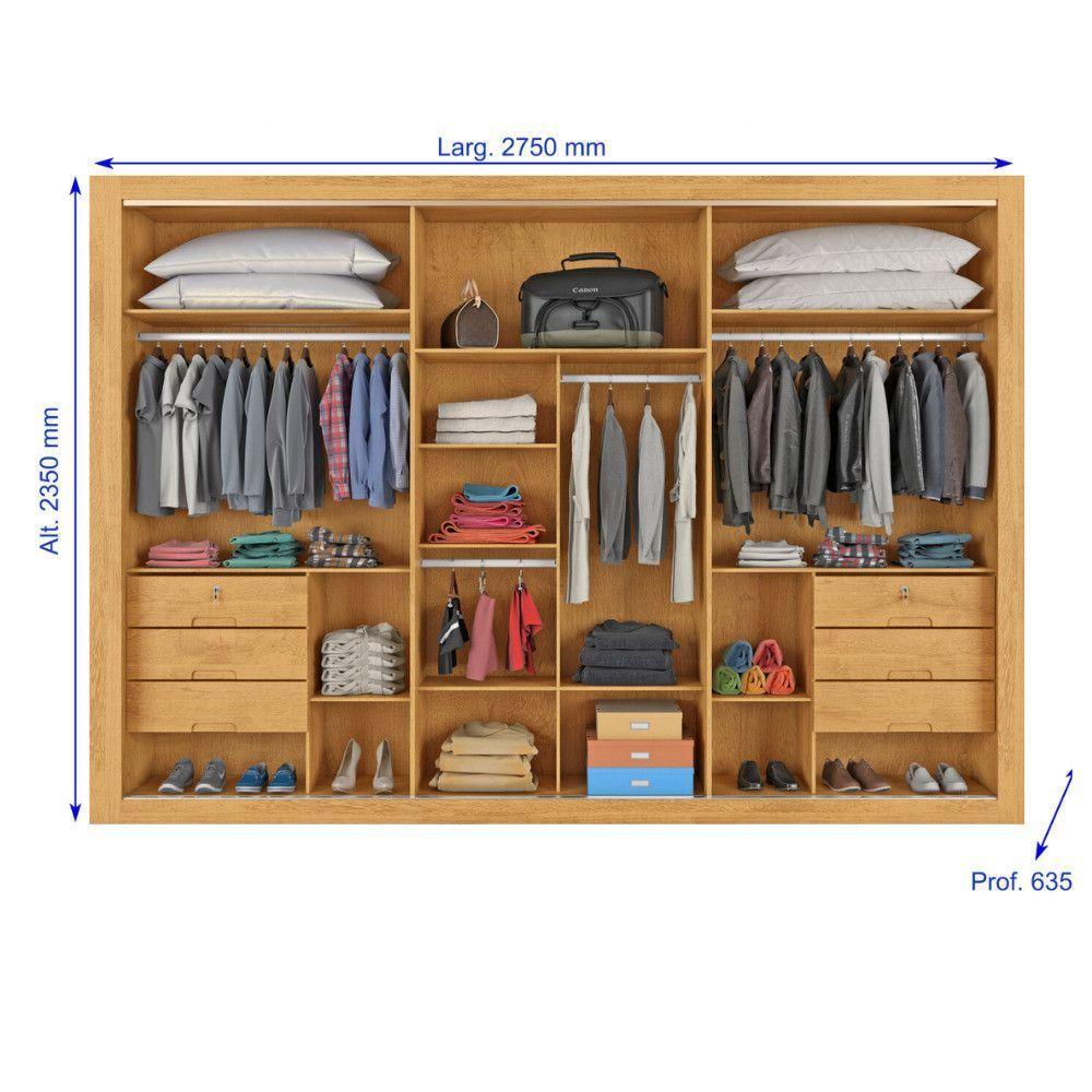 Guarda Roupa Vitória Casal 3 Portas 6 Gavetas 100% Mdf Peroba/off White/peroba - 5