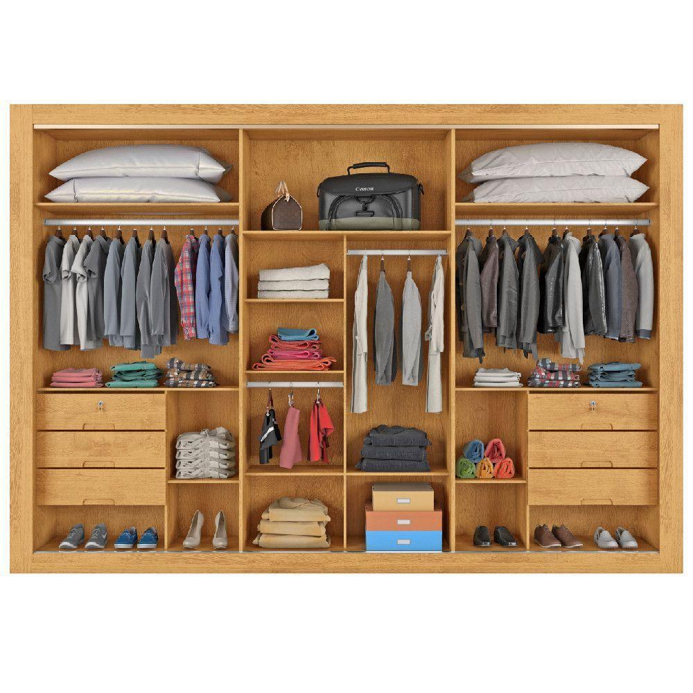Guarda Roupa Vitória Casal 3 Portas 6 Gavetas 100% Mdf Peroba/off White/peroba - 6
