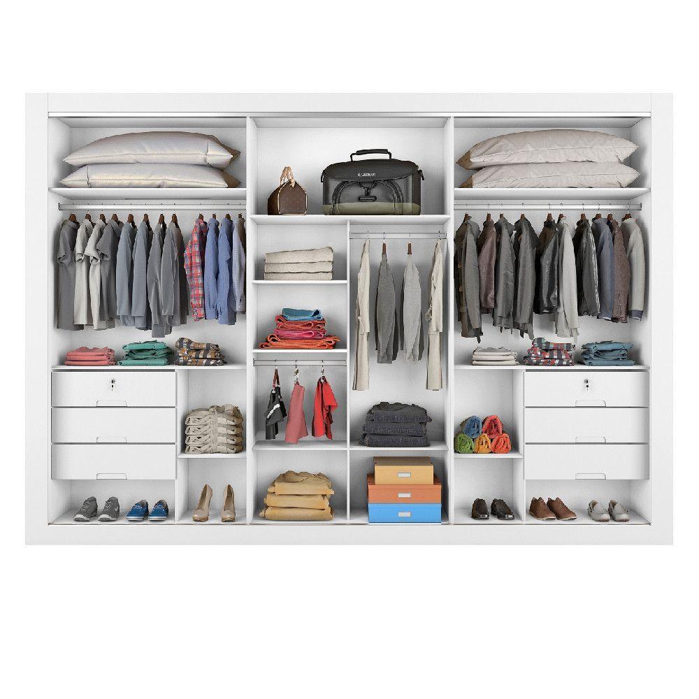 Guarda Roupa Vitória Casal 3 Portas 6 Gavetas 100% Mdf Branco Acetinado - 5