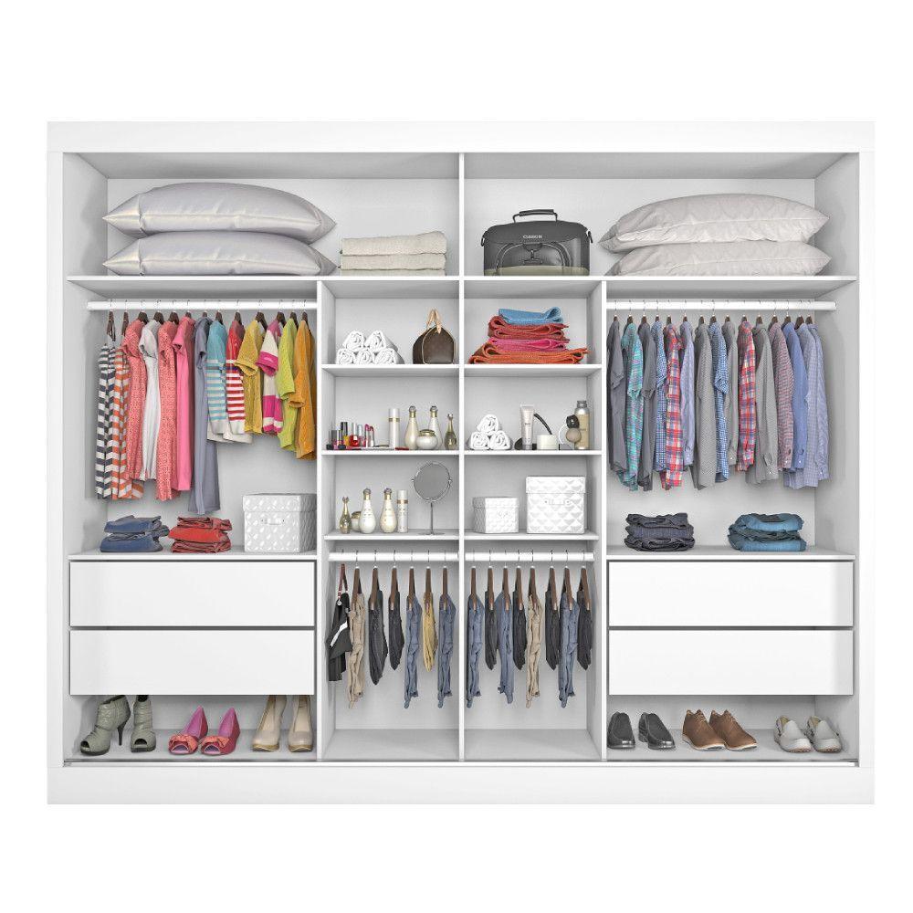 Guarda Roupa Verona Plus 2 Portas Espelhado 100% Mdf Branco Acetinado - 4