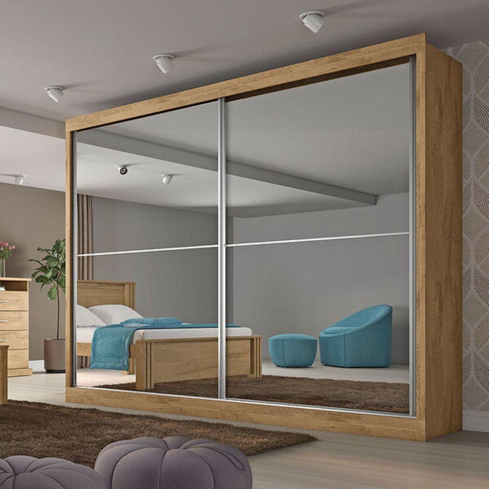 Guarda Roupa Verona Plus 2 Portas Espelhado 100% Mdf Amêndoa - 2