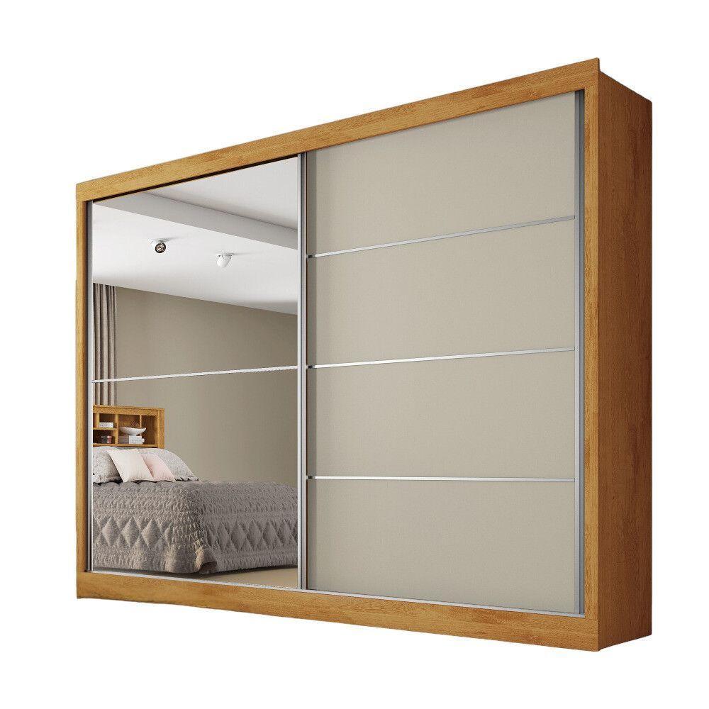 Guarda Roupa Verona Plus 1 Porta Espelhado 100% Mdf Peroba-off White-peroba - 1