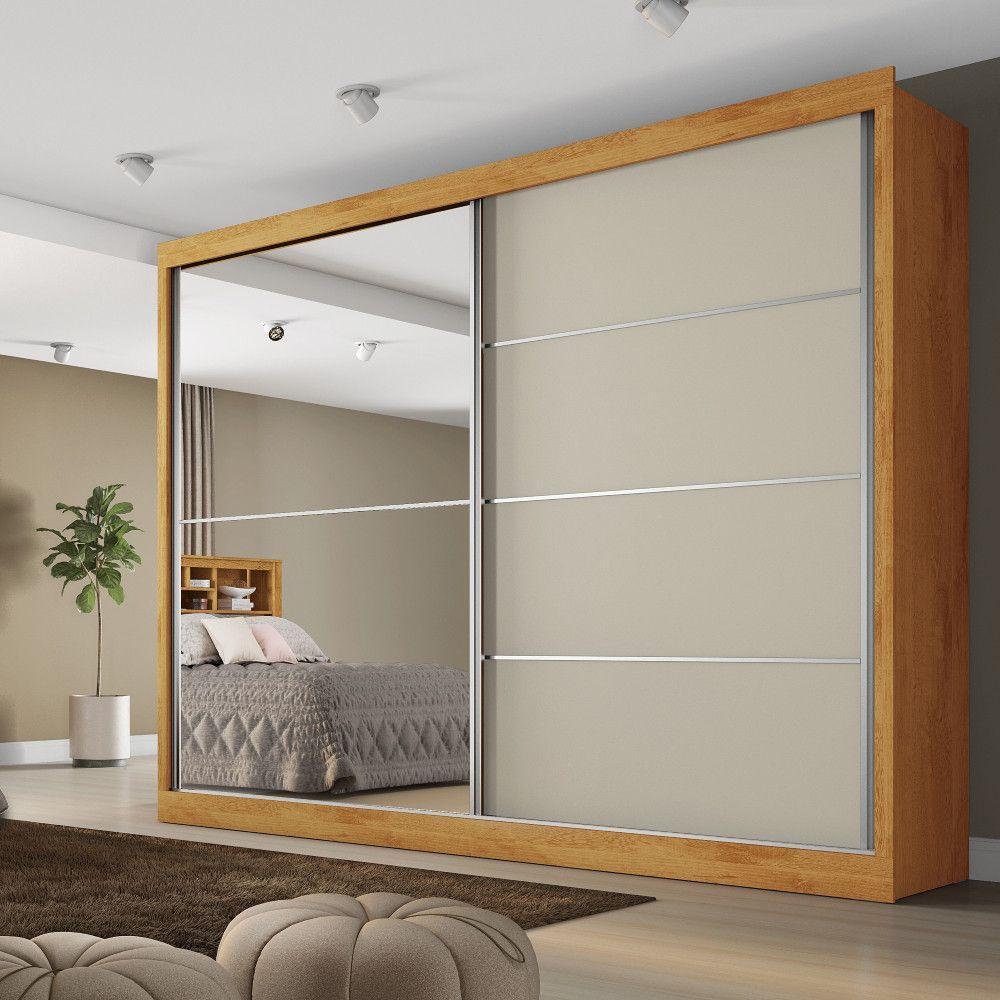 Guarda Roupa Verona Plus 1 Porta Espelhado 100% Mdf Peroba-off White-peroba - 6